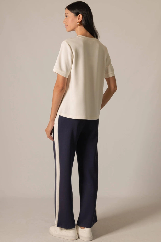 P. CILL Butter Modal Side Stripe Wide Leg Pants Cornflower Navy-Pant-P. CILL-XS-Navy-Urbanheer