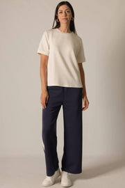 P. CILL Butter Modal Side Stripe Wide Leg Pants Cornflower Navy-Pant-P. CILL-XS-Navy-Urbanheer