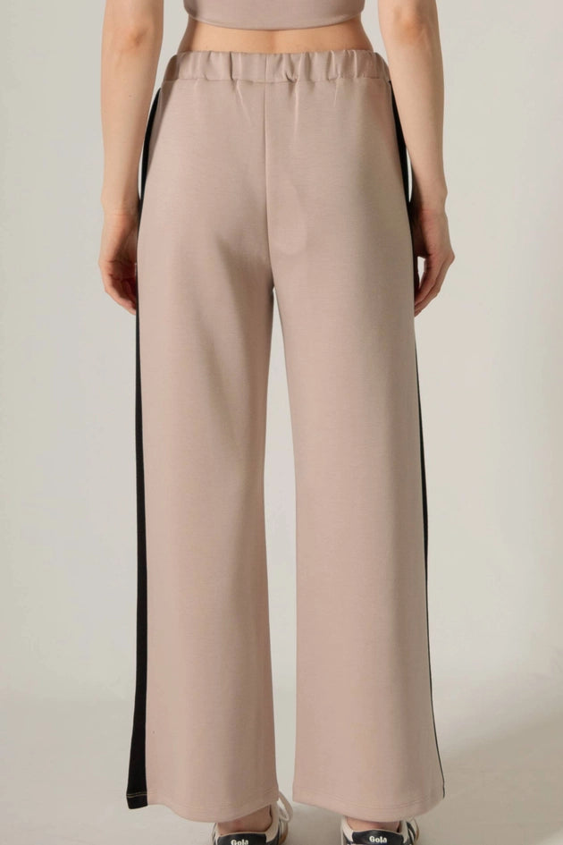 P. CILL Butter Modal Side Stripe Wide Leg Pants Cornflower Taupe-Pant-P. CILL-XS-Taupe-Urbanheer