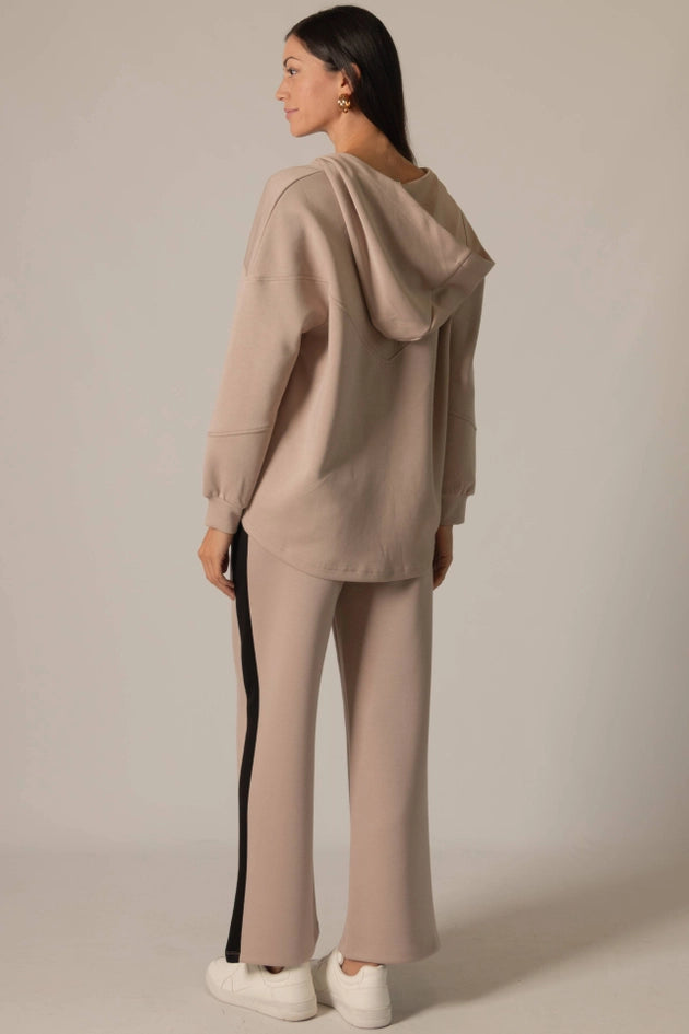 P. CILL Butter Modal Side Stripe Wide Leg Pants Cornflower Taupe-Pant-P. CILL-XS-Taupe-Urbanheer