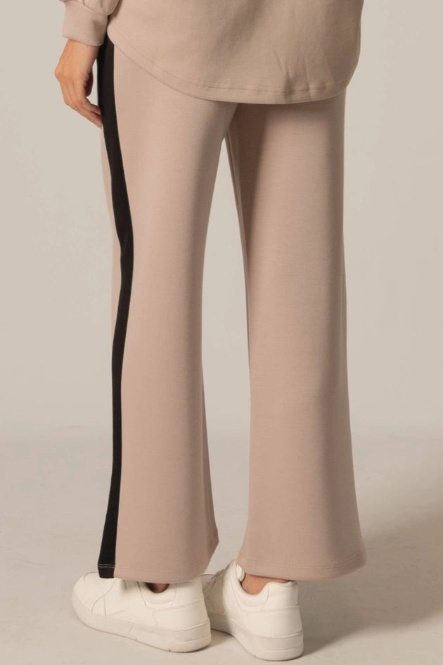 P. CILL Butter Modal Side Stripe Wide Leg Pants Cornflower Taupe-Pant-P. CILL-XS-Taupe-Urbanheer