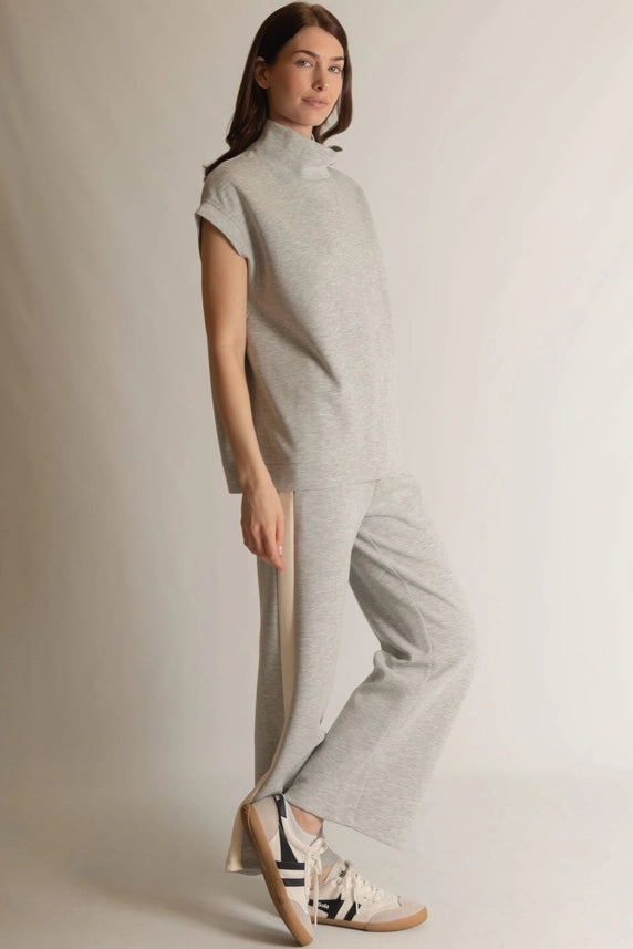 P. CILL Butter Modal Side Stripe Wide Leg Pants H. Grey-Pants-P. CILL-XS-H. Grey-Urbanheer