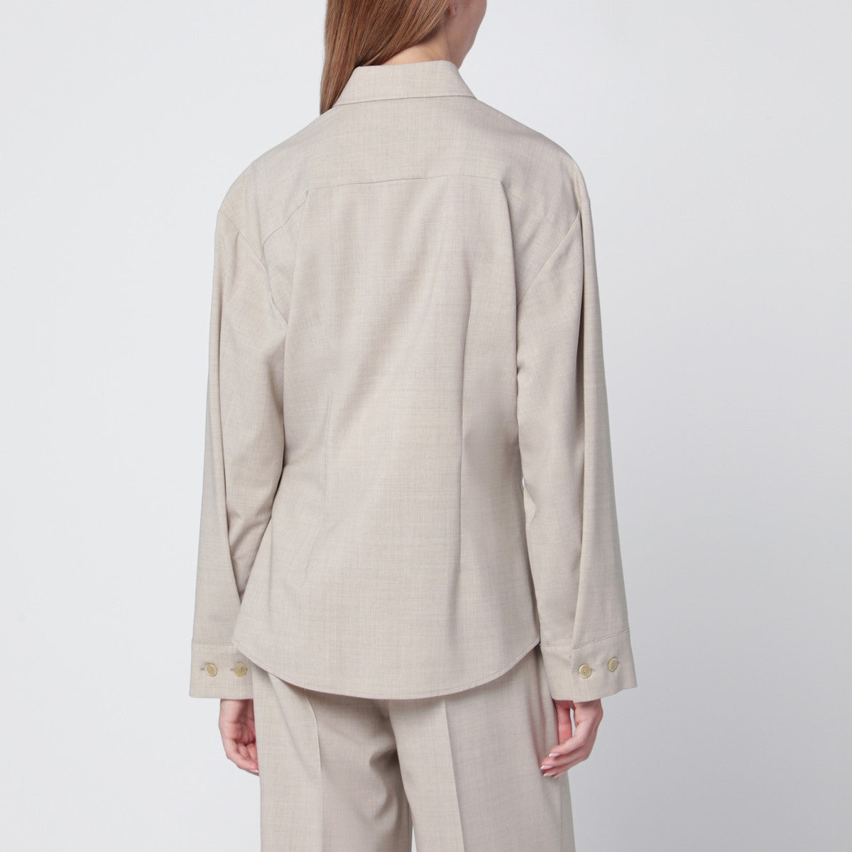 P.A.R.O.S.H. Stucco-coloured wool shirt