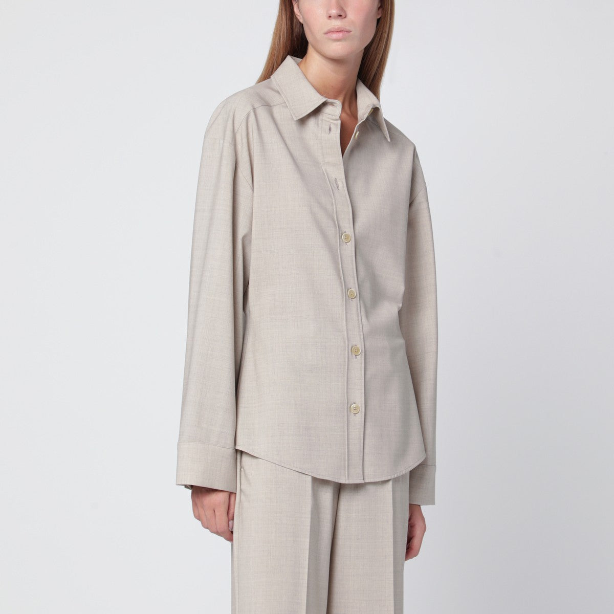 P.A.R.O.S.H. Stucco-coloured wool shirt