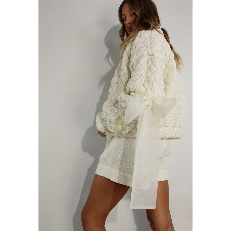 Padded Jacket with Bow-Jacket-Mulla-S-CREAM-Urbanheer