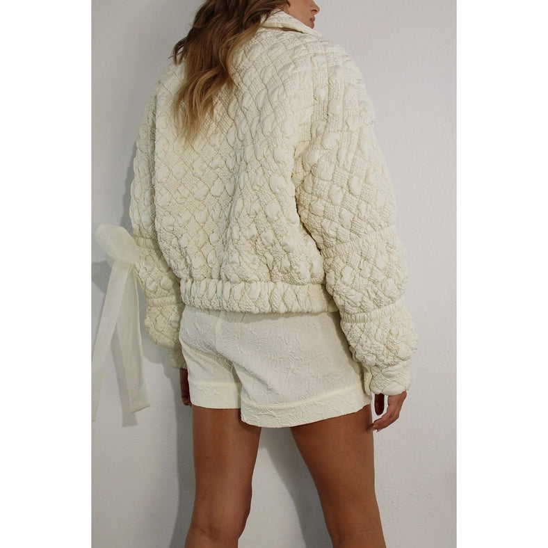 Padded Jacket with Bow-Jacket-Mulla-S-CREAM-Urbanheer
