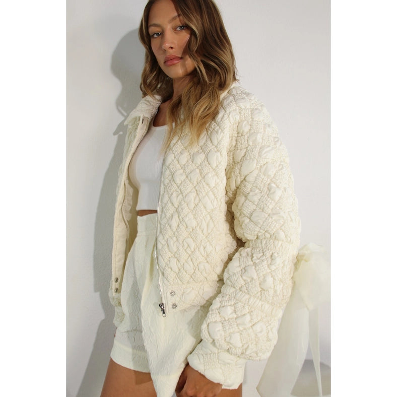 Padded Jacket with Bow-Jacket-Mulla-S-CREAM-Urbanheer