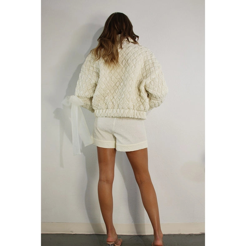 Padded Jacket with Bow-Jacket-Mulla-S-CREAM-Urbanheer