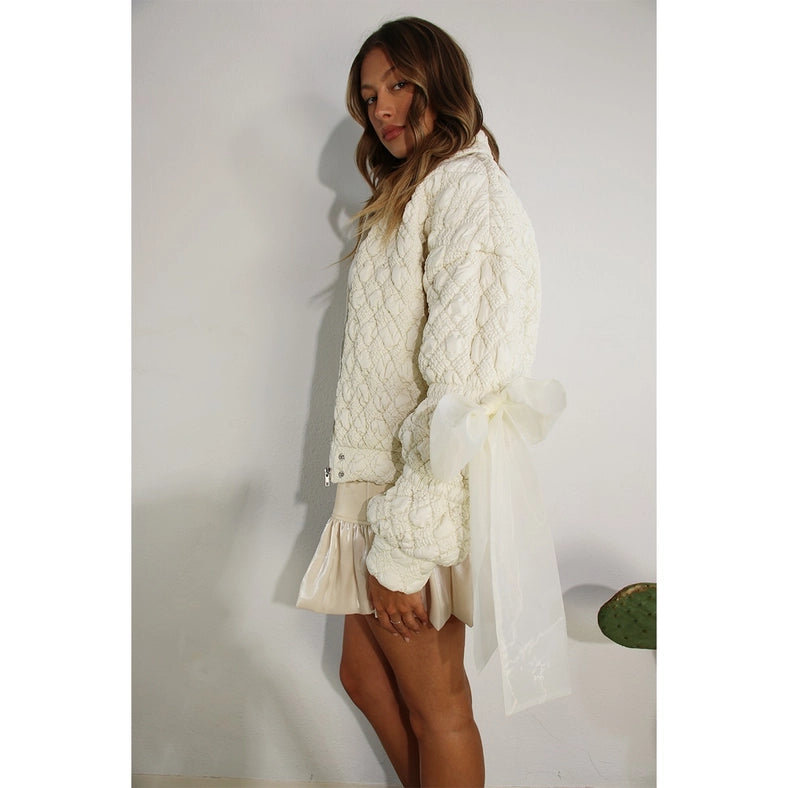Padded Jacket with Bow-Jacket-Mulla-S-CREAM-Urbanheer