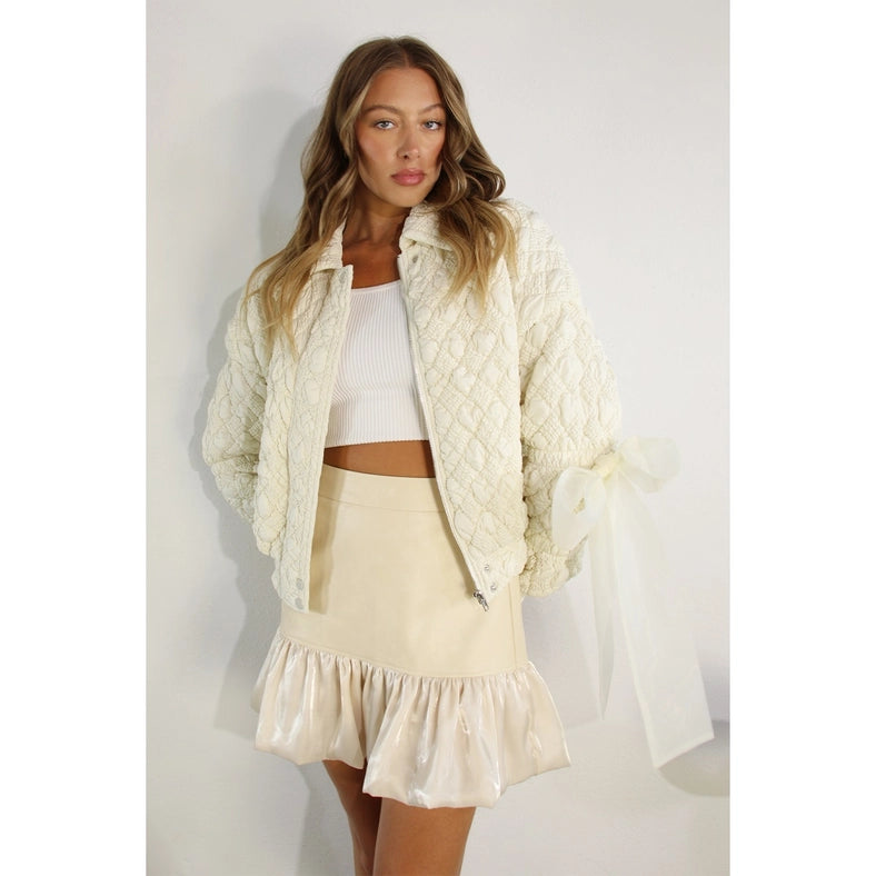 Padded Jacket with Bow-Jacket-Mulla-S-CREAM-Urbanheer