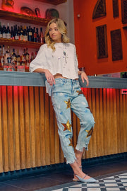 Paint Effect Garment Washed Mid Rise Denim Jeans-Jeans-Blue B-S-LIGHT WASH-Urbanheer