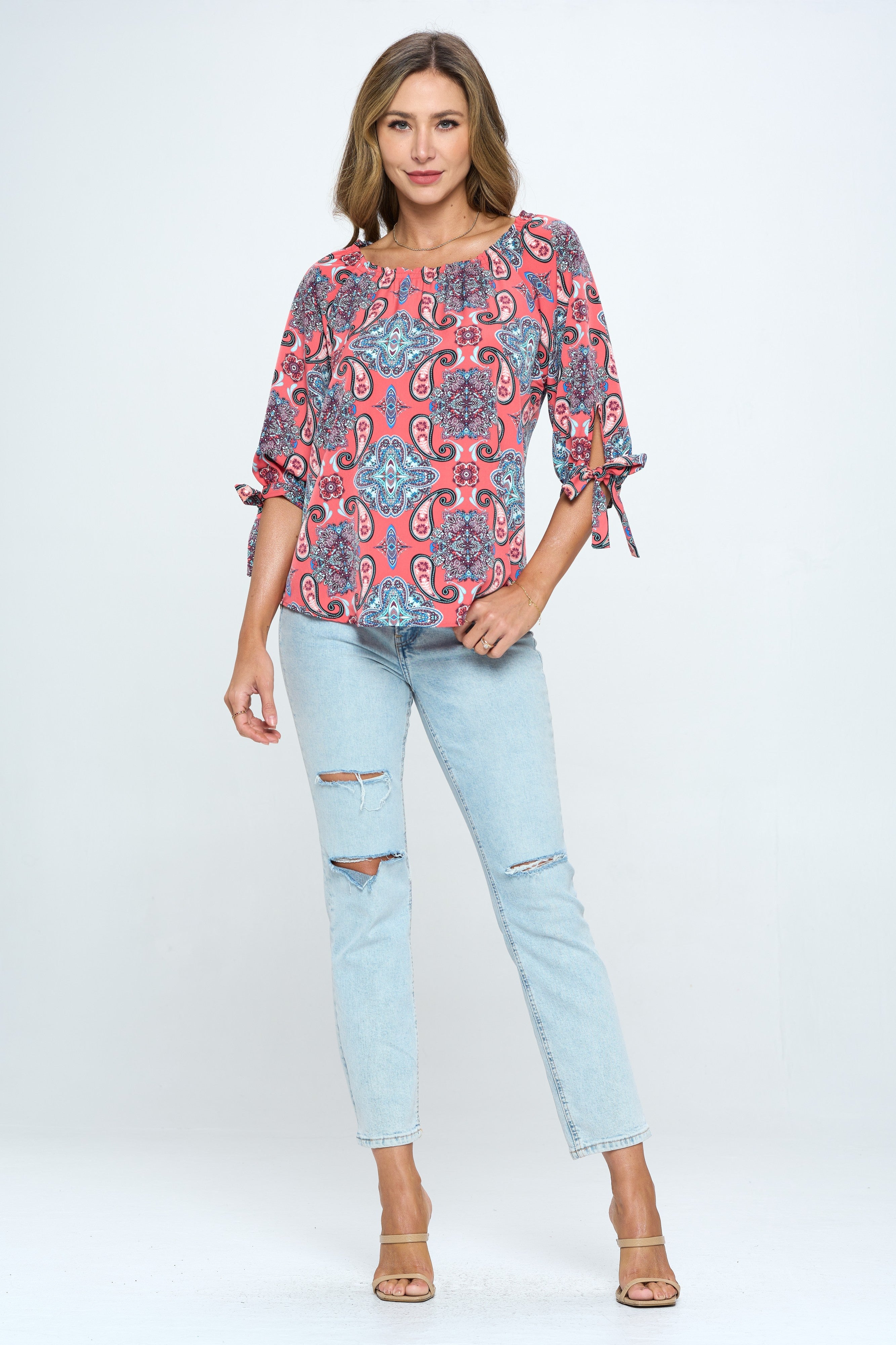 Paisley Print Off the Shoulder Top-Tops-Reneecollection-Urbanheer