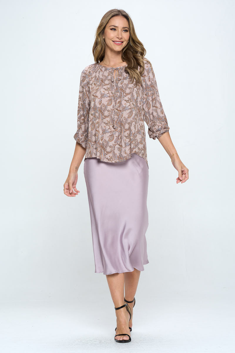 Paisley Print Top with Tie-Tops-Reneecollection-Urbanheer