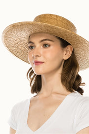 Palm Leaf Boater in Natural or Brown, Elastic Fit Osfm-Hats-Olive & Pique-Brown-Urbanheer