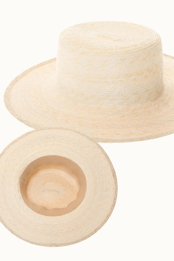 Palm Leaf Boater in Natural or Brown, Elastic Fit Osfm-Hats-Olive & Pique-Natural-Urbanheer