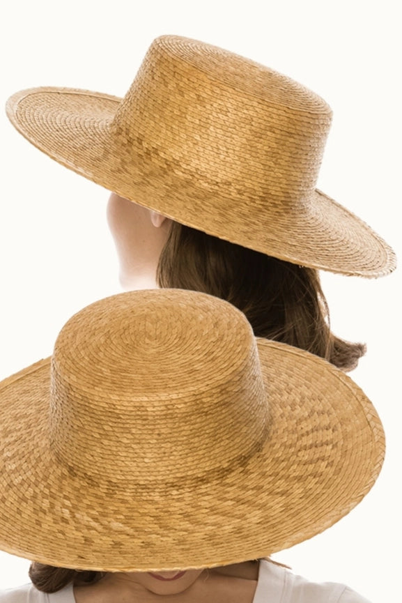Palm Leaf Boater in Natural or Brown, Elastic Fit Osfm-Hats-Olive & Pique-Brown-Urbanheer