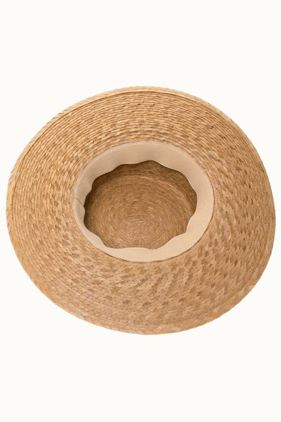 Palm Leaf Boater in Natural or Brown, Elastic Fit Osfm-Hats-Olive & Pique-Brown-Urbanheer