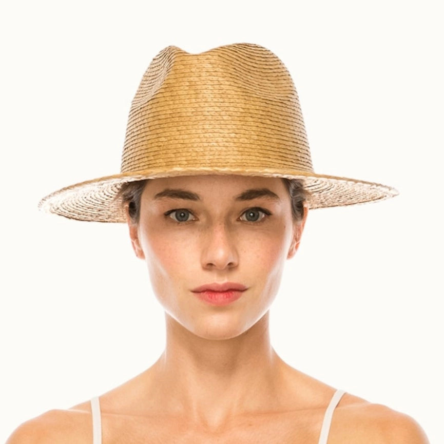 Palm Leaf Flat Brim Panama Straw Hat, Upf 50+ Tan-Hats-Olive & Pique-Tan-Urbanheer