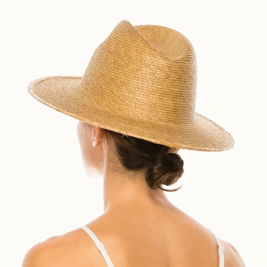 Palm Leaf Flat Brim Panama Straw Hat, Upf 50+ Tan-Hats-Olive & Pique-Tan-Urbanheer