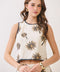 Palm Tree Embroidered Back Keyhole Crop Top