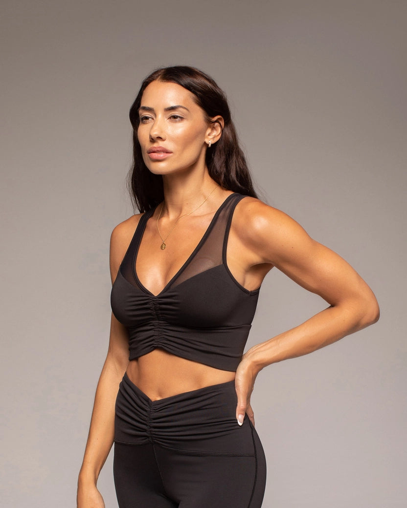 Palma Mesh Longline Bra - Black