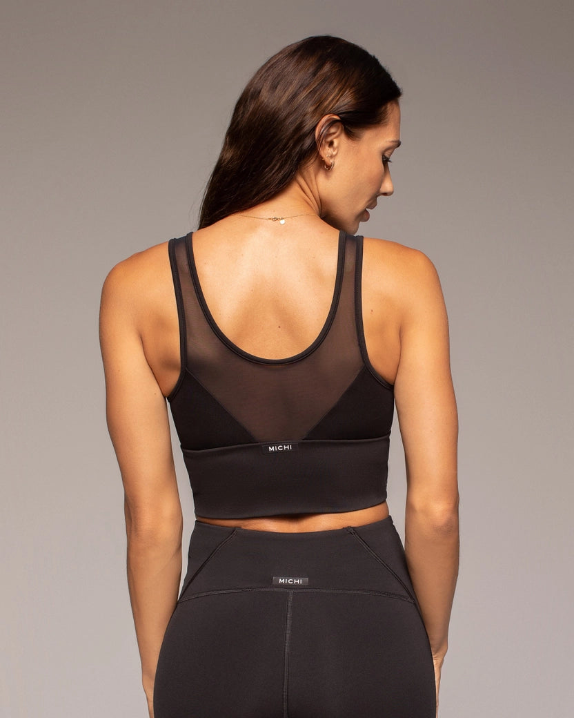 Palma Mesh Longline Bra - Black