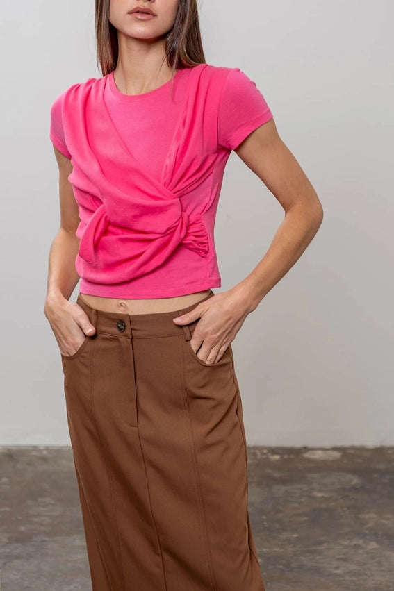 Panneled Back Slit Midi Skirt-Skirts-Moon River-XS-BROWN-Urbanheer