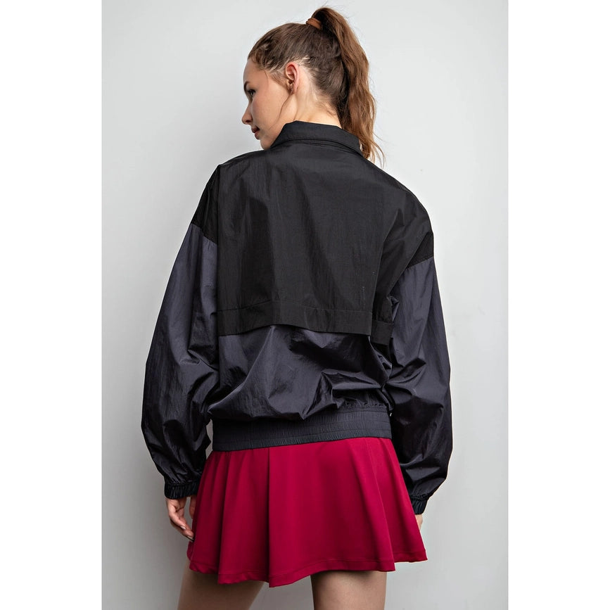 Parachute Half Zip Color Block Pullover Charcoal/Black-Pullover-Rae Mode-S-Urbanheer