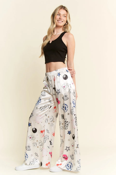 Party Collage Satin Pants Cream-Pants-JADE BY JANE-S-Cream-Urbanheer