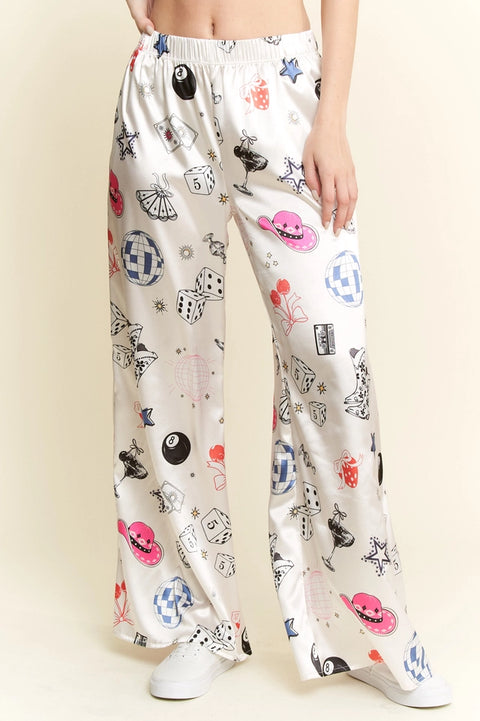 Party Collage Satin Pants Cream-Pants-JADE BY JANE-S-Cream-Urbanheer