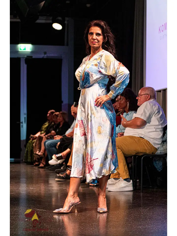 Pastel Colours Organic Print Long Sleeved Midi Dress-Dress-Komang Darmiani-One Size-Urbanheer