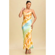 Pastel Tie-Dye Cowl Neck Maxi Dress-Dress-Luxxel-S-GREEN MULTI-Urbanheer