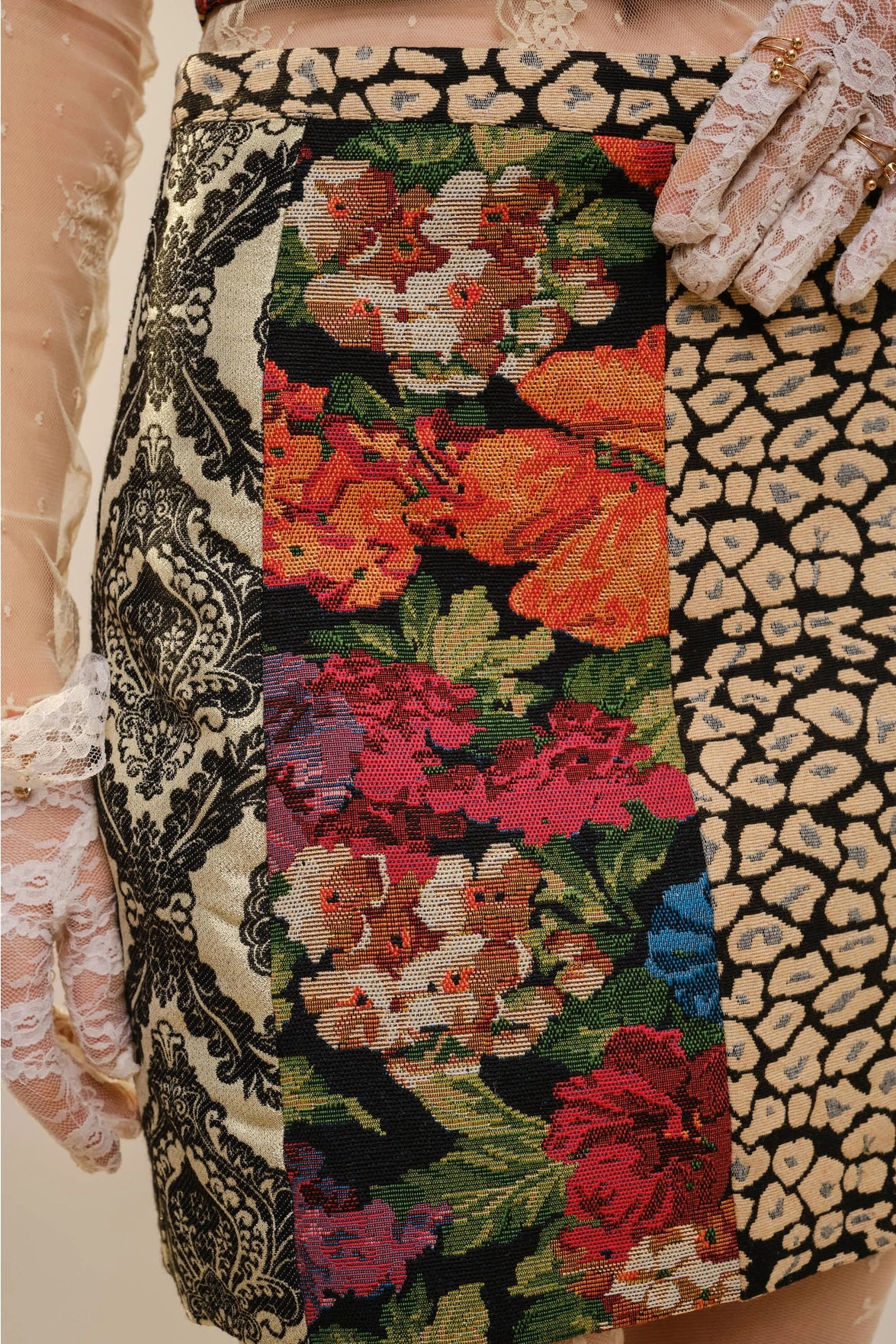 Patchwork Denim Mini Skirt