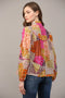 Patchwork Print Piping Detail Blouse-Blouse-FATE-S-FUCHSIA/ORANGE/PURPLE-Urbanheer