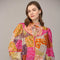 Patchwork Print Piping Detail Blouse-Blouse-FATE-S-FUCHSIA/ORANGE/PURPLE-Urbanheer