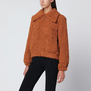 Patou Pumpkin-coloured faux fur bomber jacket