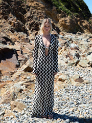 Patterned Cover Up Dress Black White-Dress-JUSTE-36-Black White-Urbanheer