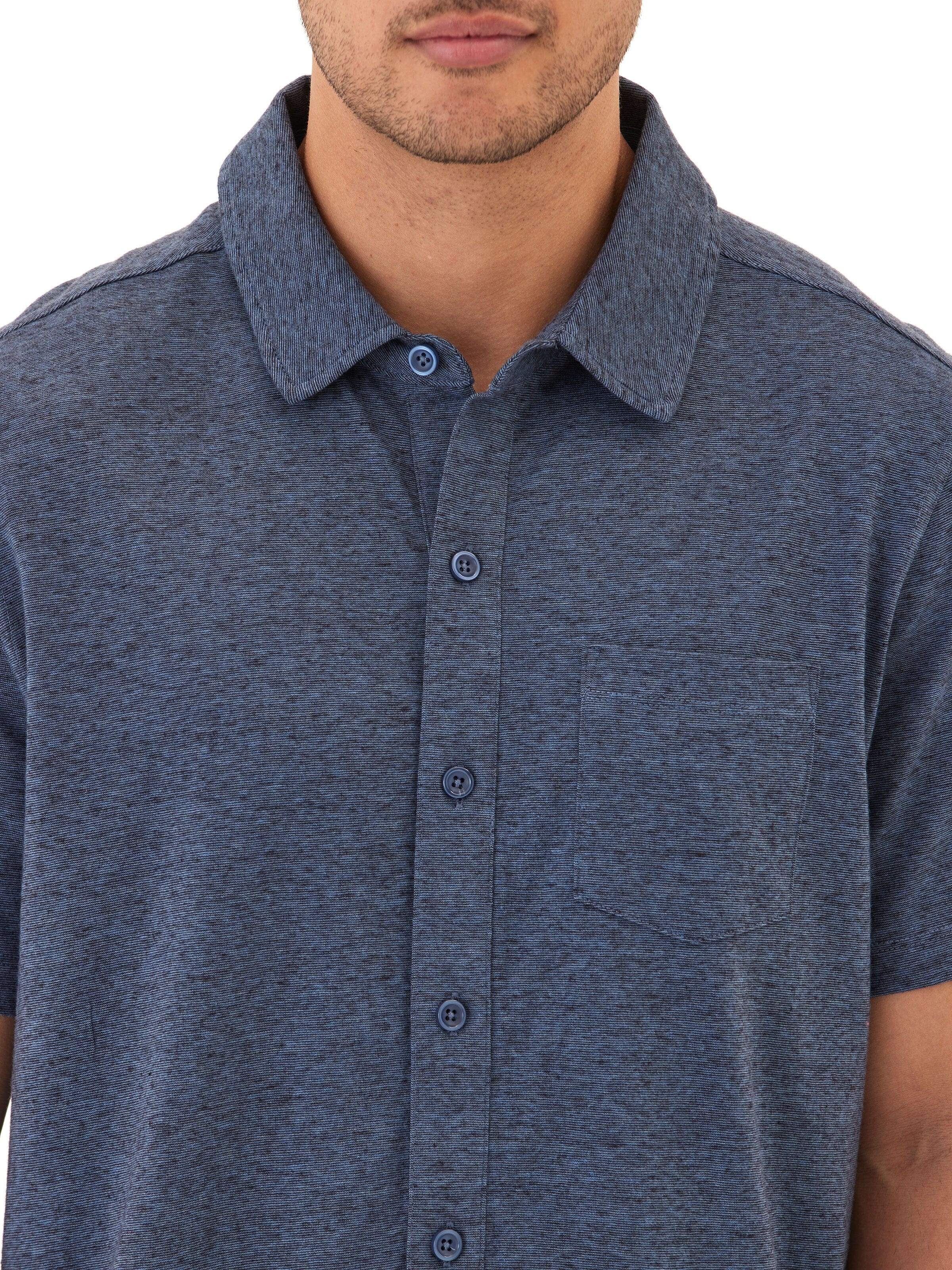 Paxton Black Fleck Triblend Button-Down Pocket Shirt