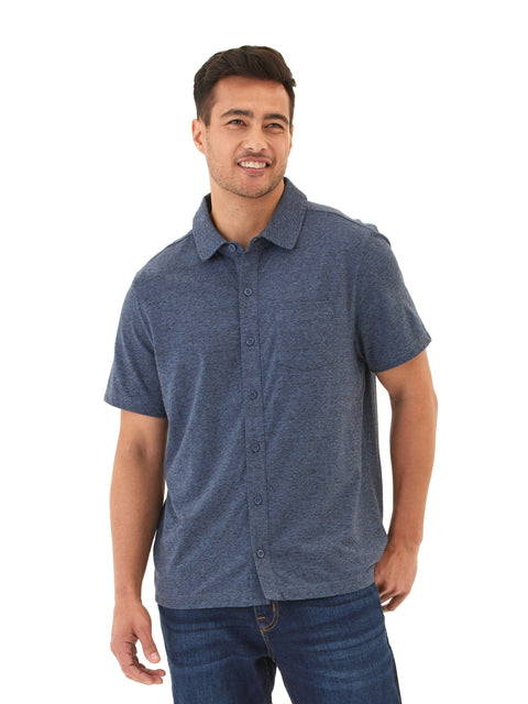 Paxton Black Fleck Triblend Button-Down Pocket Shirt