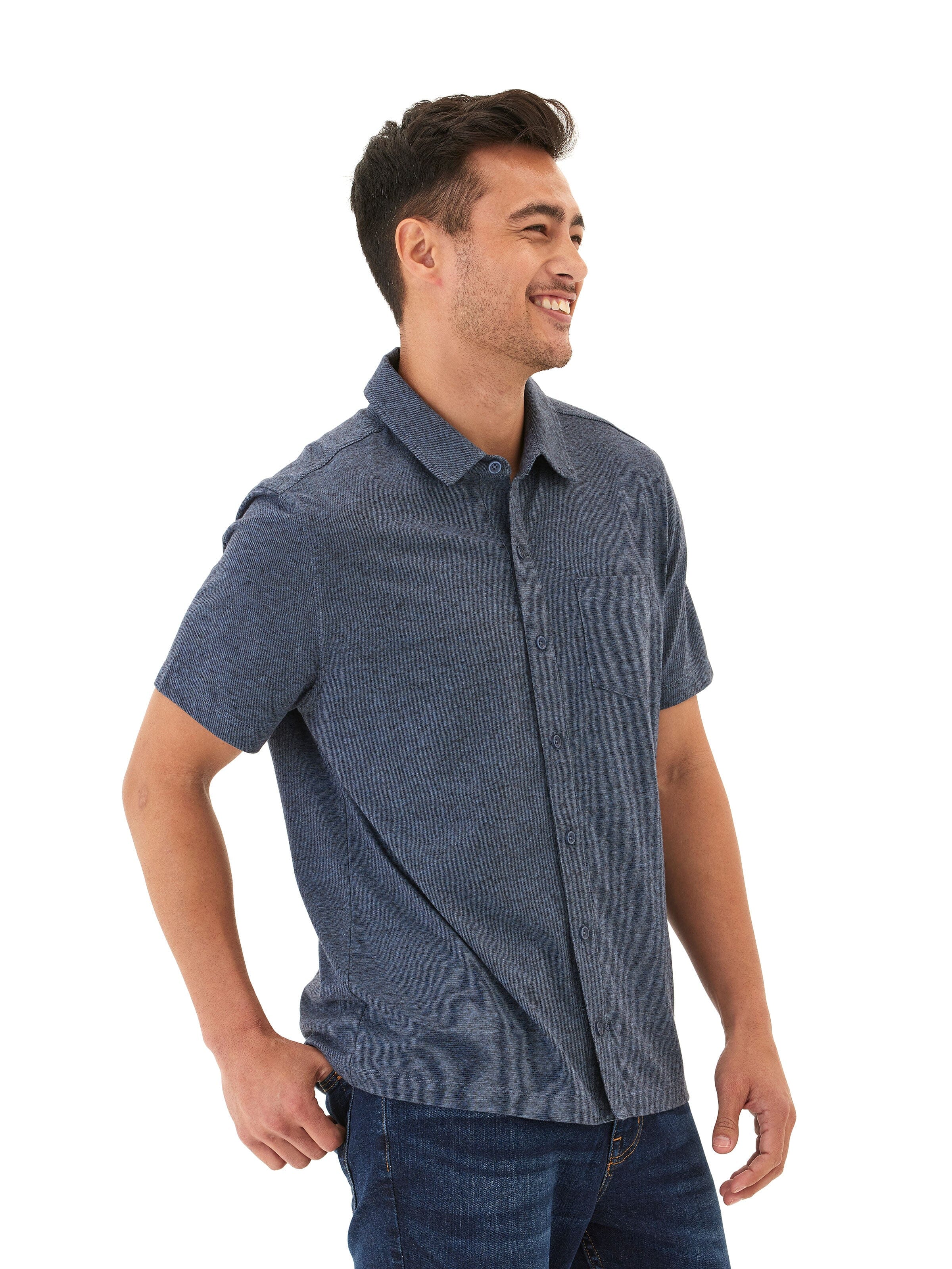 Paxton Black Fleck Triblend Button-Down Pocket Shirt