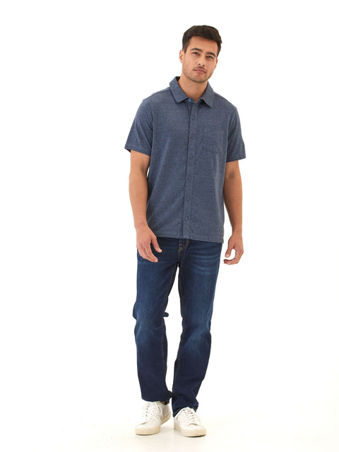 Paxton Black Fleck Triblend Button-Down Pocket Shirt