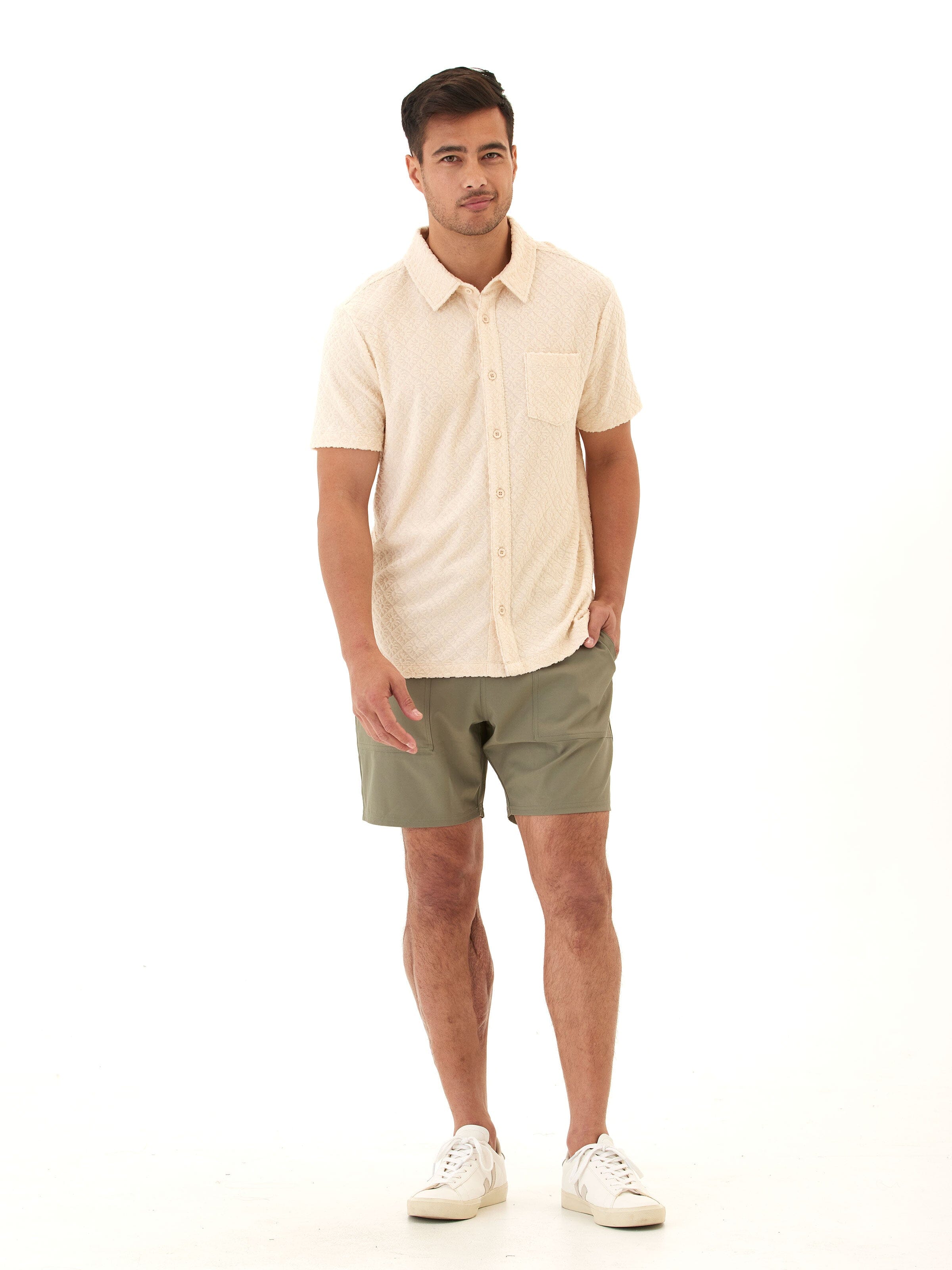 Paxton Jacquard Terry Button-Down Pocket Shirt
