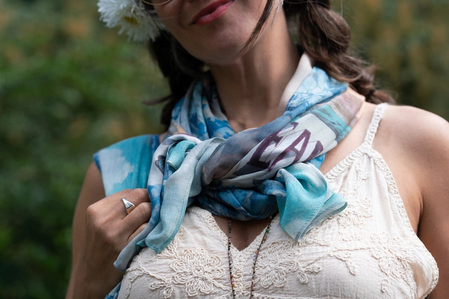 Peace Out Scarf with Doves and Sunrise-Scarfs-Market of Stars-68cm x 155cm.-Urbanheer