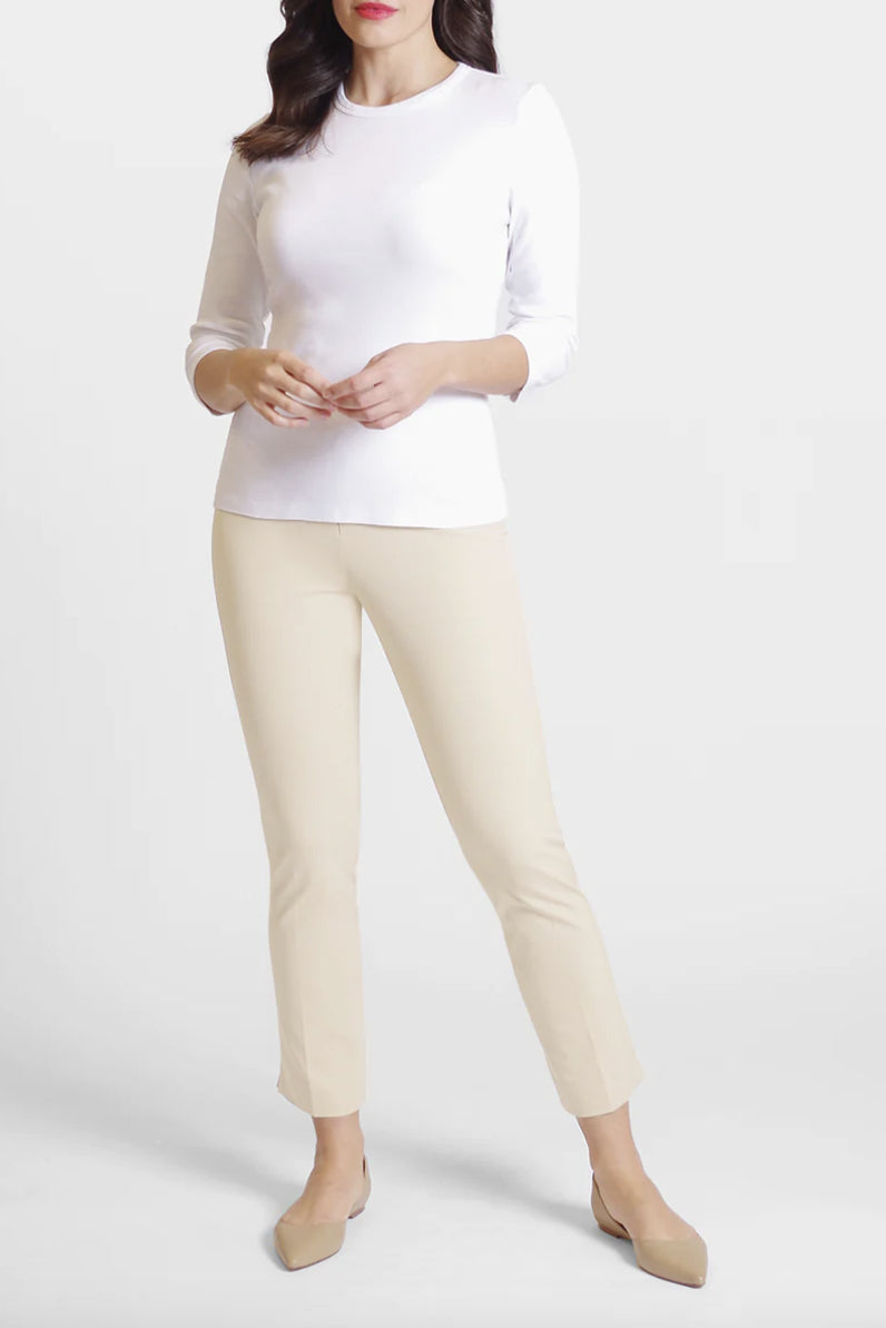 Peace of Cloth Mid Waist Zip Hook & Eye Closure Twill Pant-Clothes-Peace of Cloth-CUSTARD-12-Urbanheer