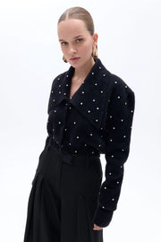 Pearl Embellished Knitwear-Cardigans-NOCTURNE-M-Black-Urbanheer