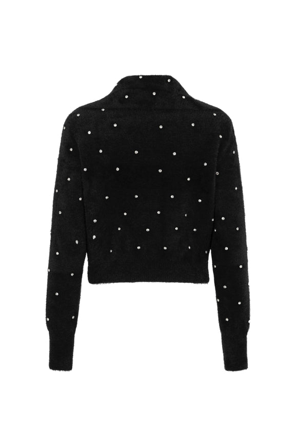 Pearl Embellished Knitwear-Cardigans-NOCTURNE-M-Black-Urbanheer