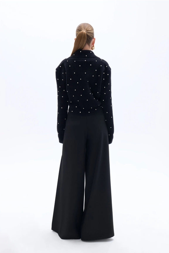 Pearl Embellished Knitwear-Cardigans-NOCTURNE-M-Black-Urbanheer