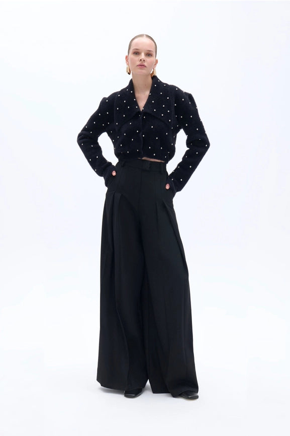 Pearl Embellished Knitwear-Cardigans-NOCTURNE-M-Black-Urbanheer