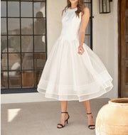 Pearl Embellished Sheer Tulle Midi Dress WHITE-Dress-INA-S-WHITE-Urbanheer