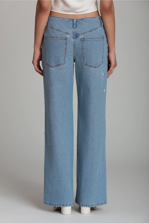 Pearl Fleur Embellished Stretch Denim Jean